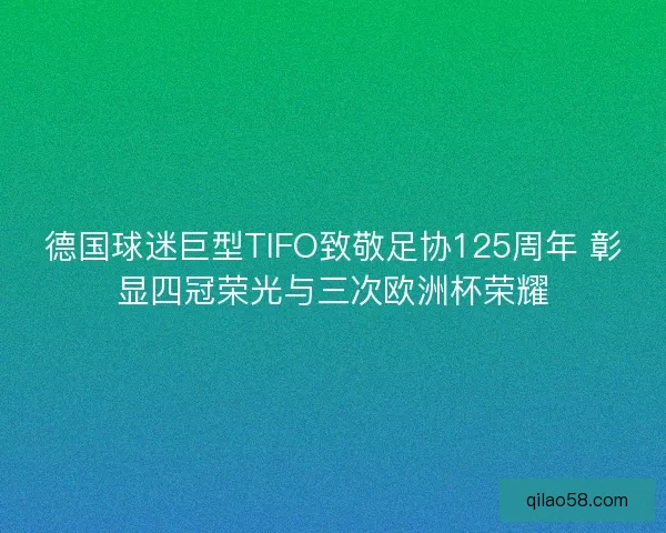 德国球迷巨型TIFO致敬足协125周年 彰显四冠荣光与三次欧洲杯荣耀