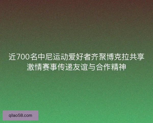 近700名中尼运动爱好者齐聚博克拉共享激情赛事传递友谊与合作精神